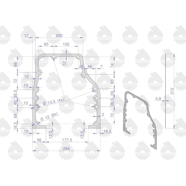 Uszczelka obudowy tylnej krążelit 0.8mm 50/00-149/0 | Exvi