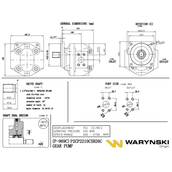 Pompa hydrauliczna P-969C P2CP2210C5B26C Waryński | Exvi