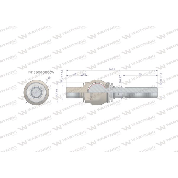 Przegub kierowniczy 245,5mm- M30x1,5 F816300100060W | Exvi
