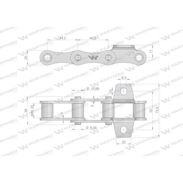 Łańcuch do sadzarki bez łopatek 60PS 20 3208080030 | Exvi