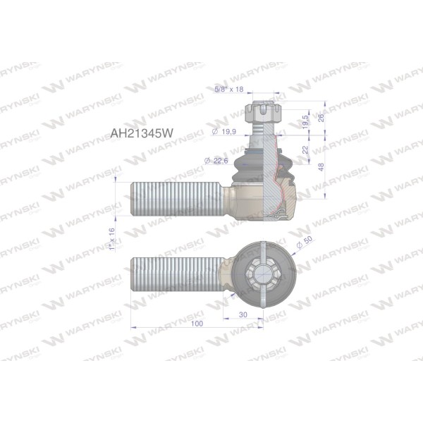 Przegub kierowniczy 100mm - 1" AH21345 AH21345W | Exvi