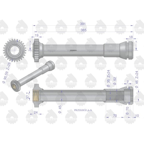 Tuleja napędu pompy hydraulicznej C-360 46/61-901/0 | Exvi