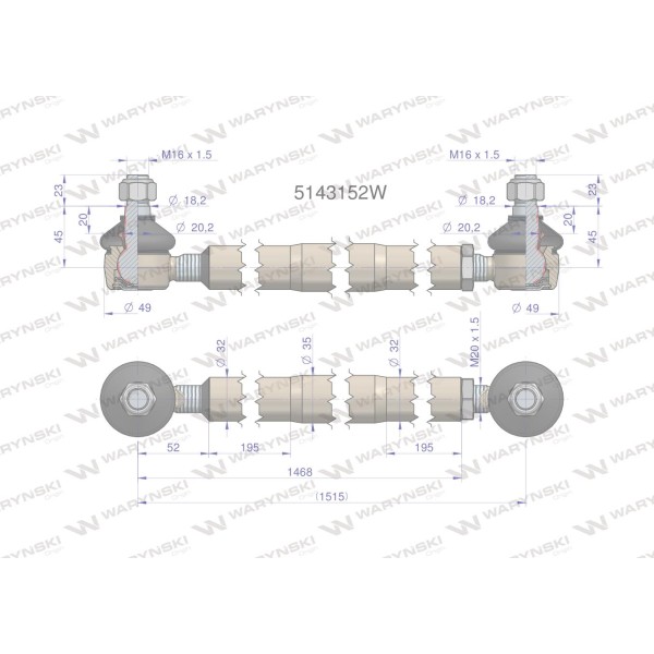 Drążek kierowniczy 5143152 WARYŃSKI 5143152W | Exvi