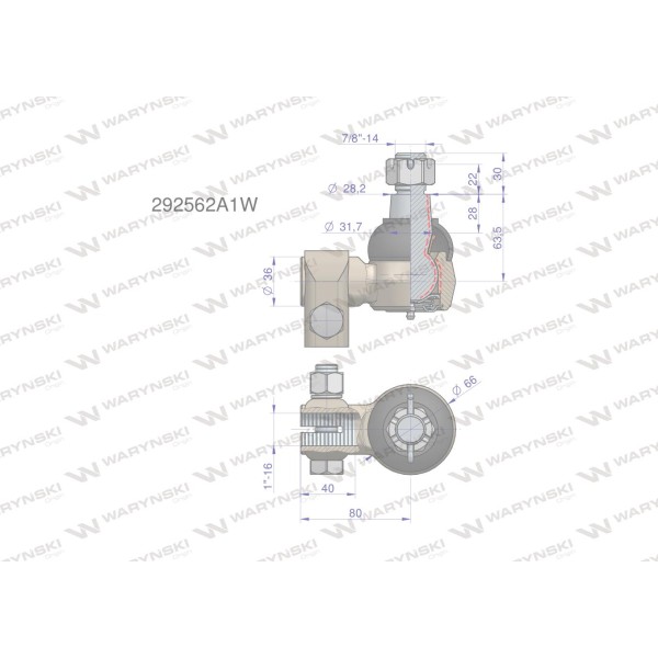 Przegub kierowniczy 80mm- 1" 292562A1 292562A1W | Exvi