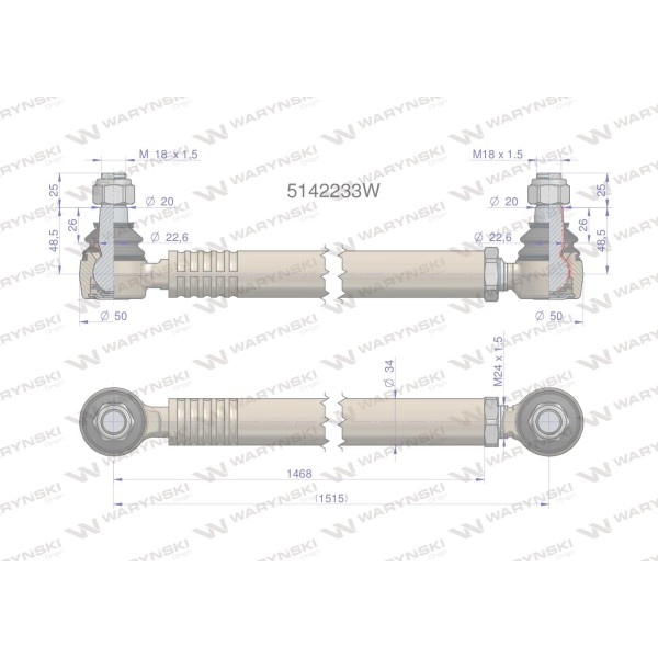 Drążek kierowniczy 5142233 WARYŃSKI 5142233W | Exvi