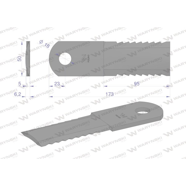 Nóż obrotowy rozdrabniacz słomy WRR173X50X5/1 | Exvi