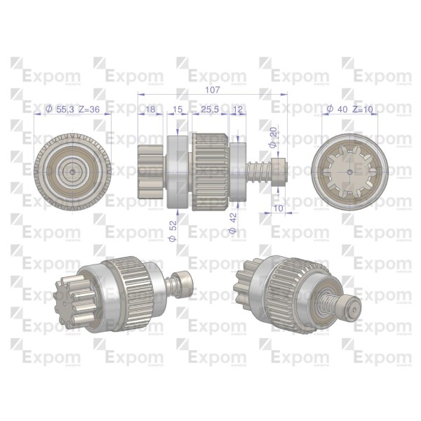 Zespół sprzęgający rozrusznika 1680061M1EX | Exvi