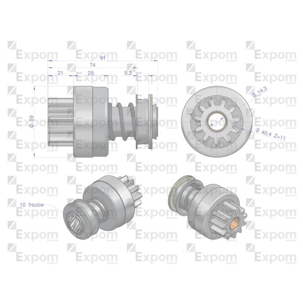 Zespół sprzęgający rozrusznika 0001367036EX | Exvi
