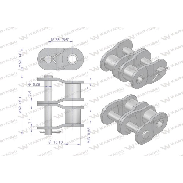 Półogniwo łańcucha prosta płytka P10B-2 (R2 P10B2-P | Exvi