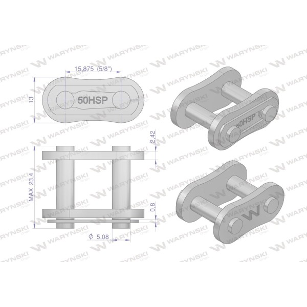 Zamek łańcucha wzmocnionego Z50SP (R1 5/8) Z50HSP | Exvi