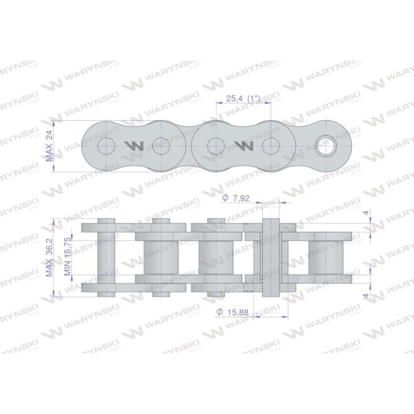 Łańcuch rolkowy 16AH-1-42PS ANSI A 80H L16AH1-42PS | Exvi