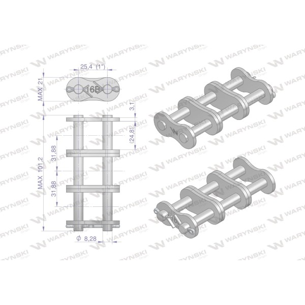Zamek łańcucha Z16B-3 (R3 1) Waryński Z16B3 | Exvi