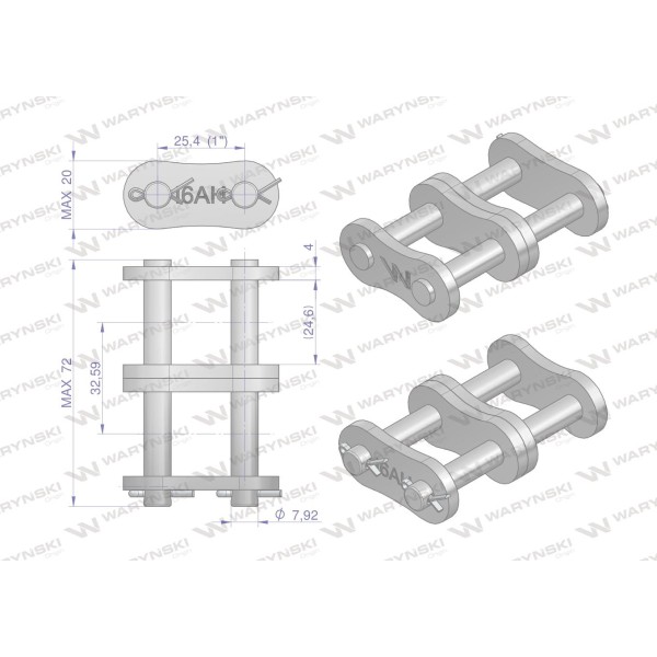 Zamek łańcucha przemysłowego Z16AH-2 ANSI A Z16AH2 | Exvi