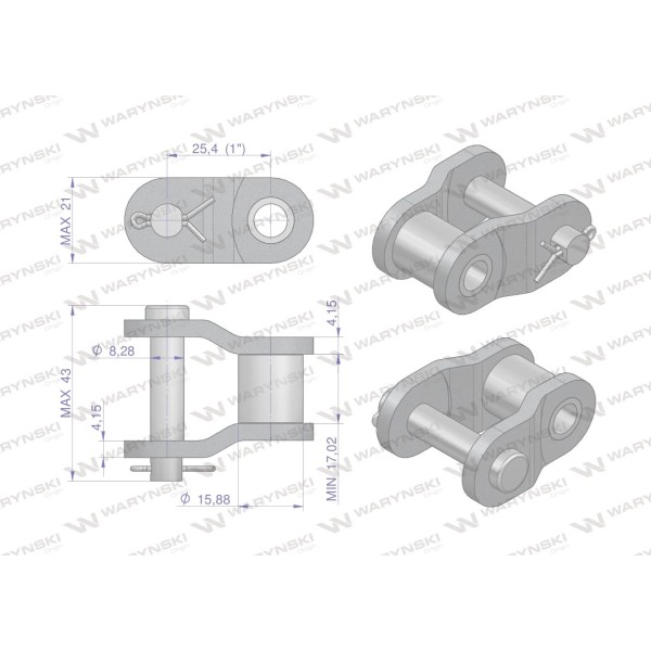 Półogniwo łańcucha prosta płytka P16B-1 (R1 P16B1-P | Exvi