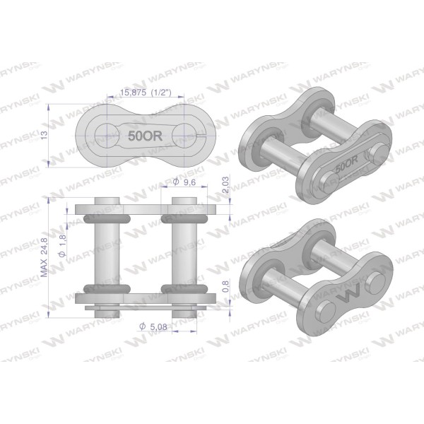 Zamek łańcucha z oringiem ANSI A 50 (R1 5/8) Z50OR | Exvi