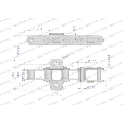 Łańcuch podajnika CA550VD łapka K1 co LCA550VDK1.04 | Exvi
