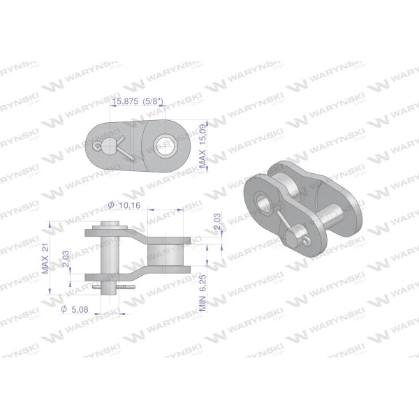 Półogniwo łańcucha 520-1 (R1 5/8) Waryński P520-1 | Exvi