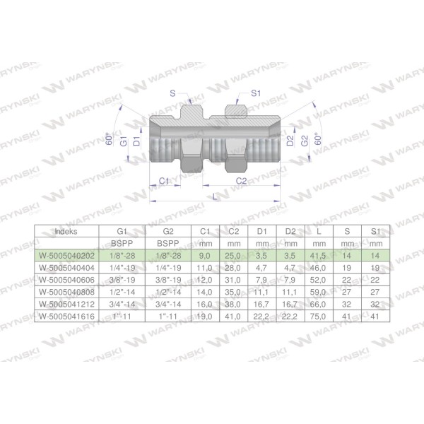 Złączka hydrauliczna calowa grodziowa BB 5005040202 | Exvi