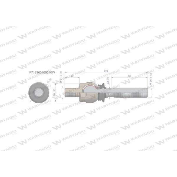 Przegub kierowniczy 224mm- M24x1,5 F716300100040W | Exvi
