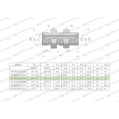 Złączka hydrauliczna calowa grodziowa BB 5005040606 | Exvi