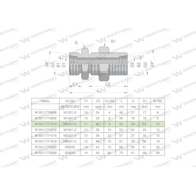 Złączka hydrauliczna metryczna grodziowa 5011771010 | Exvi
