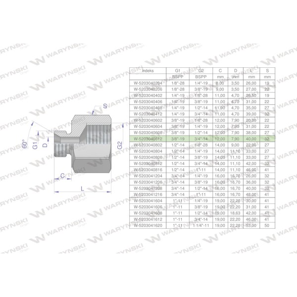 Tulejka różnicowa hydrauliczna calowa AB 5203040612 | Exvi