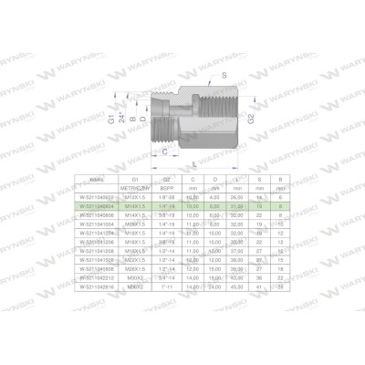 Tulejka różnicowa hydrauliczna AB M14x1.5 5211040804 | Exvi