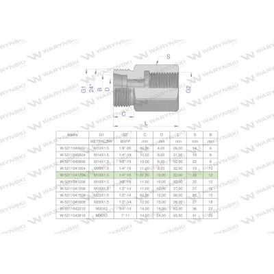 Tulejka różnicowa hydrauliczna AB M18x1.5 5211041204 | Exvi