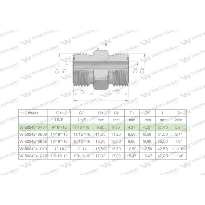 Złączka hydrauliczna calowa BB 9/16" ORFS 5024240404 | Exvi