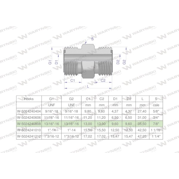 Złączka hydrauliczna calowa BB 13/16" 5024240808 | Exvi