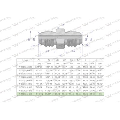 Złączka hydrauliczna calowa BB 1 5/16" 5025251616 | Exvi