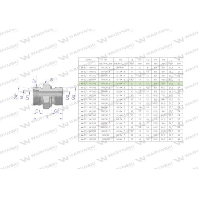 Przyłączka hydrauliczna metryczna BB 5011141016 | Exvi