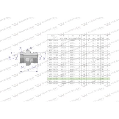 Przyłączka hydrauliczna metryczna BB 5011141826 | Exvi