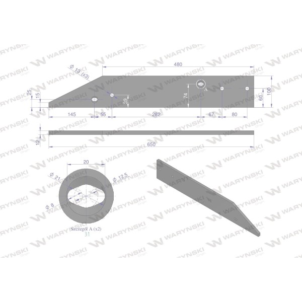 Płoza prawa zastosowanie 41659609409 XU Overum stal | Exvi