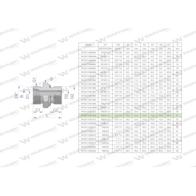 Przyłączka hydrauliczna BB (XGE) M26x1.5 5011061808 | Exvi