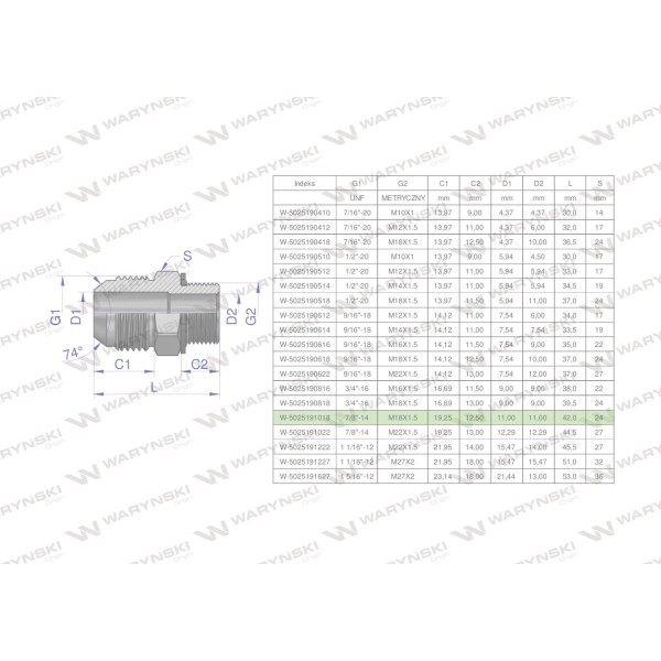 Przyłączka hydrauliczna BB 7/8"UNF (JIC) 5025191018 | Exvi