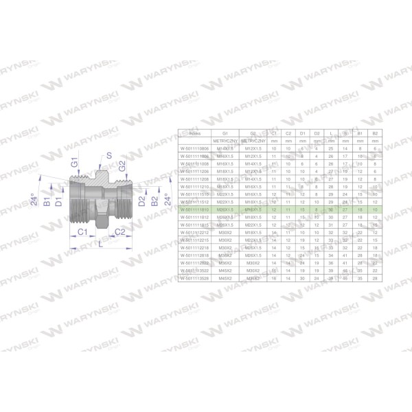 Złączka hydrauliczna redukcyjna metryczna 5011111810 | Exvi