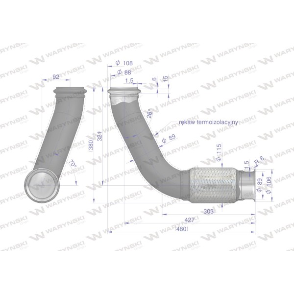 Kolano z łącznikiem elastycznym RE175775 RE214149W | Exvi