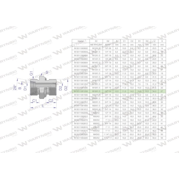 Przyłączka hydrauliczna BB (XGE) 5011061208-50 | Exvi