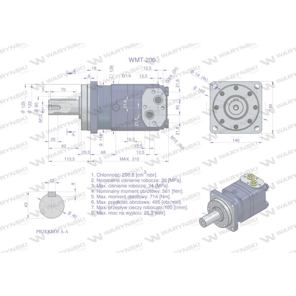 Silnik hydrauliczny orbitalny WMT 200 WMT-200 | Exvi