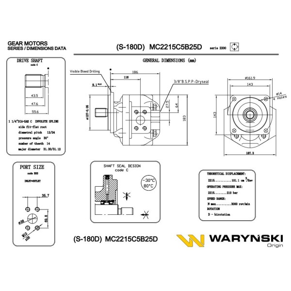 Silnik hydrauliczny MC2215C5B25D (S-180D) Waryński | Exvi