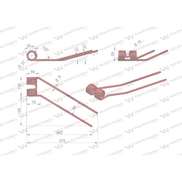 Palec przetrząsarka zastosowanie Deutz Fahr 06229776 | Exvi
