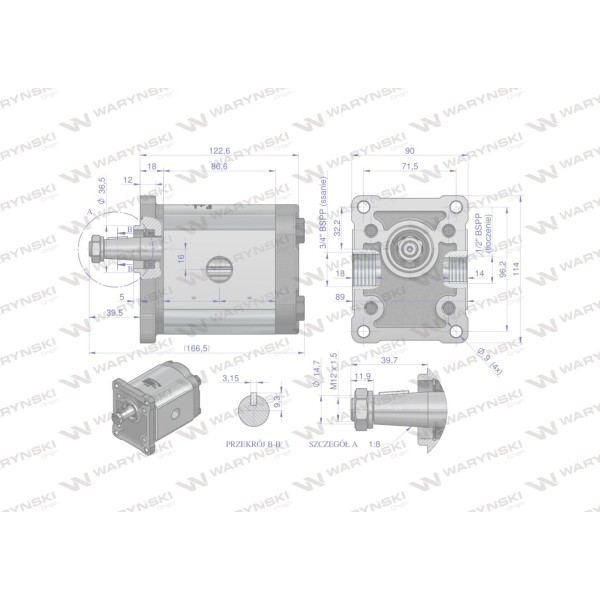 Pompa hydrauliczna zębata 25.0cm3 (grupa 2 PHAG2E25P | Exvi