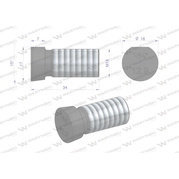 Śruba płużna oval z jednej strony 211121434/KG | Exvi