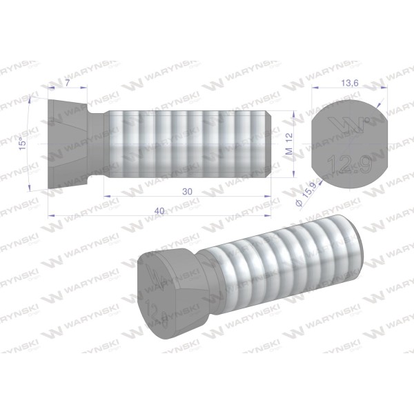 Śruba płużna oval z dwóch stron ścięta 712121240/KG | Exvi