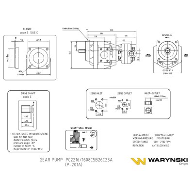 Pompa hydrauliczna PC2216/1608C5B26C23A P-201A | Exvi