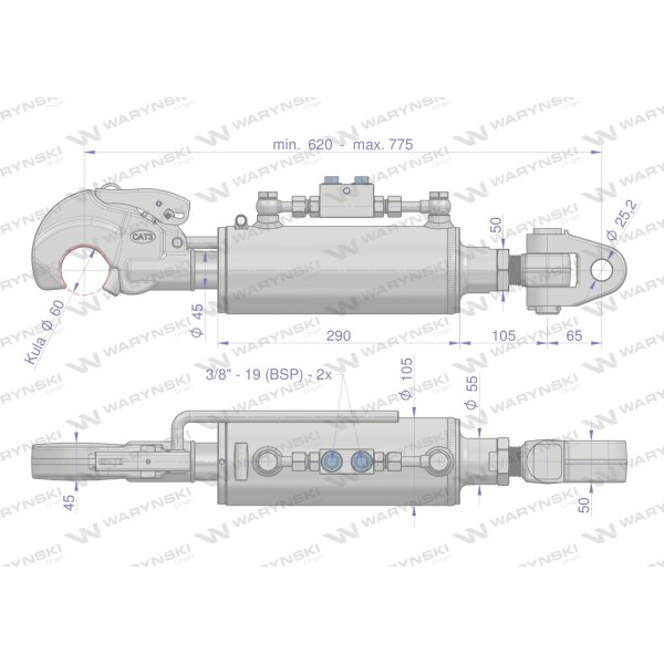 Łącznik Centralny Hydrauliczny KAT-3 LHHU25620775155 | Exvi