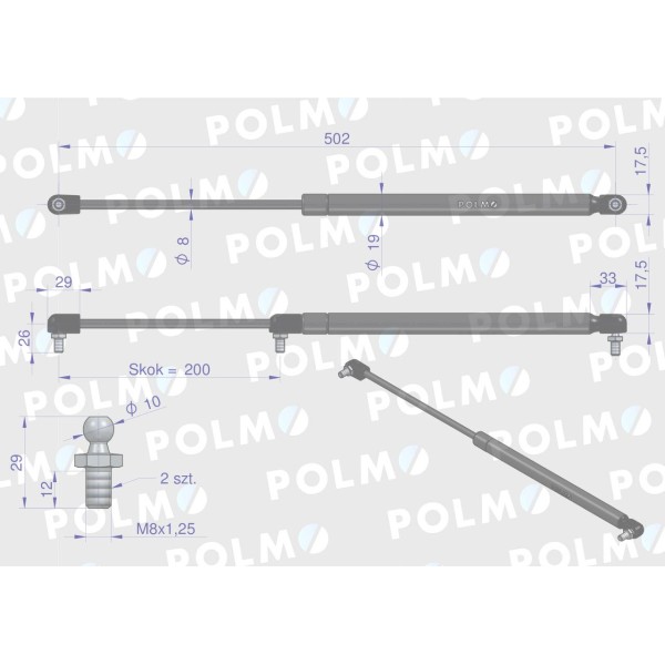 Siłownik dachu 3027294M1 pasuje do Massey 3027294M1P | Exvi