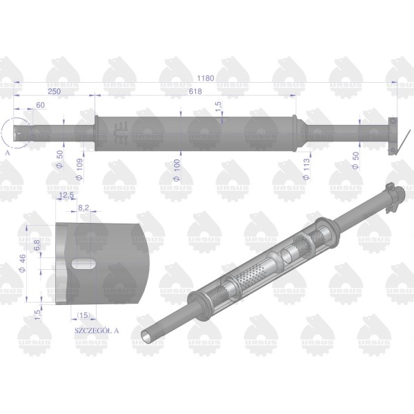 Tłumik okrągły długi 5.5kg 1180mm C-360 42/10-207/2 | Exvi