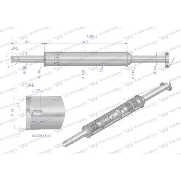 Tłumik okrągły długi 5.5kg 1180mm C-360 42102072PIW | Exvi